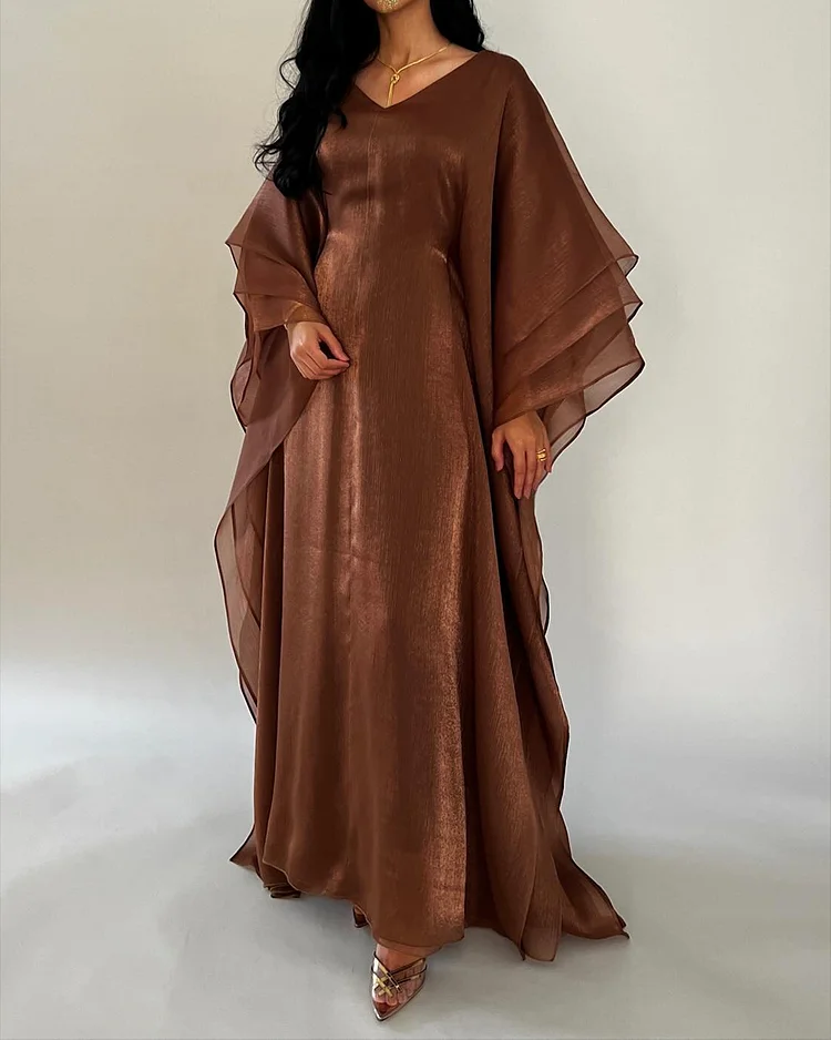 Women's V-neck solid color Dress