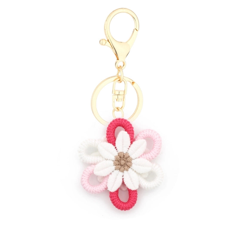 Cute Sweet Flower Yarn Metal Unisex Bag Pendant Keychain