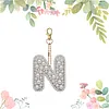 1Pcs Letter N DIY Pearl Art Keychain Ornaments Single-Sided Pendant