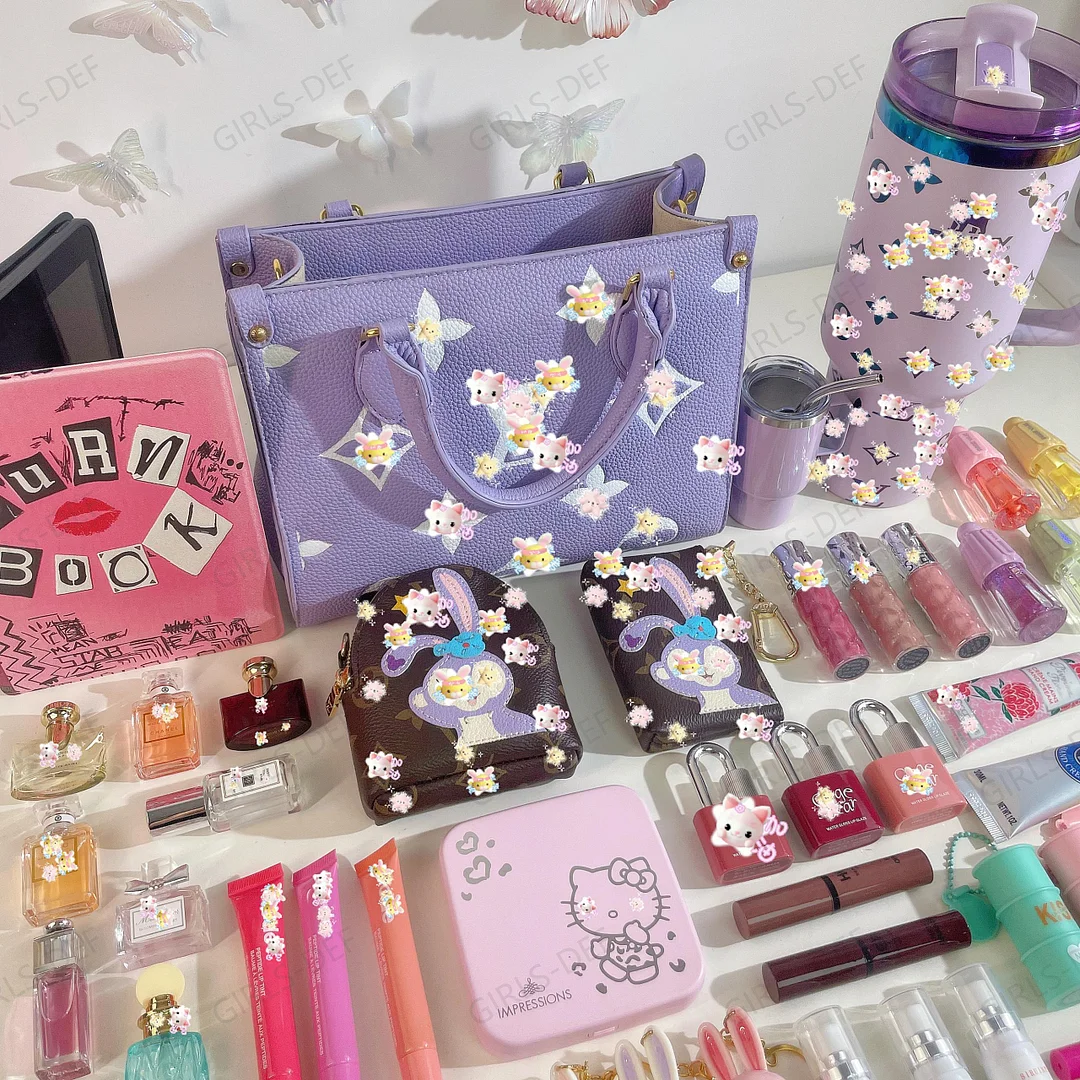 (PURPLE) Jumbo Designer Totebag and Designer Beauty 42-IN-1 Set