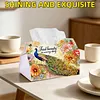 Diamond Art Tissue Box Cover DIY PU Desktop Organizer Large(Peacocks)