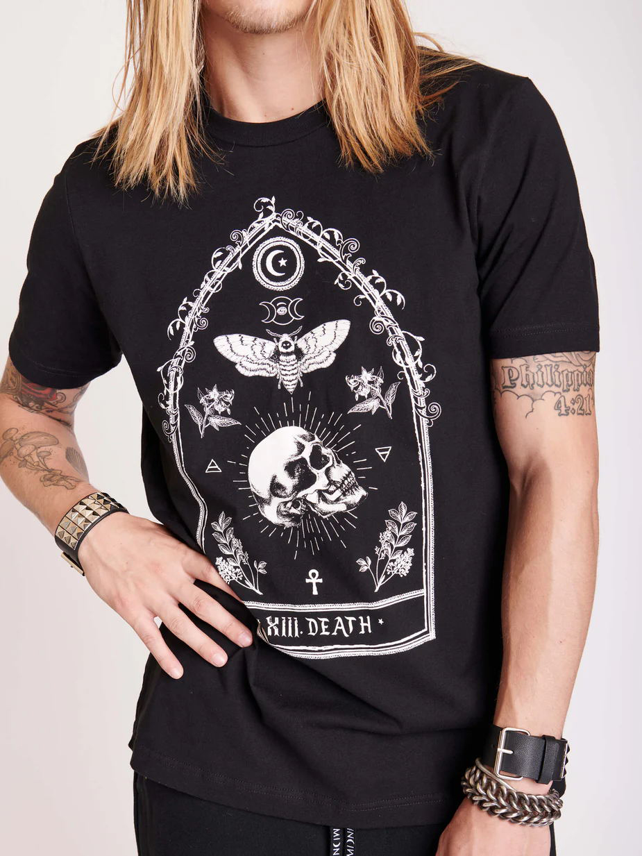 Unisex Tarot Skull Print Casual T-Shirt / TECHWEAR CLUB / Techwear