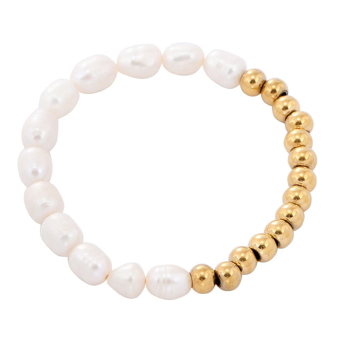 Vintage Natural Freshwater Pearl 18K Gold Bracelet