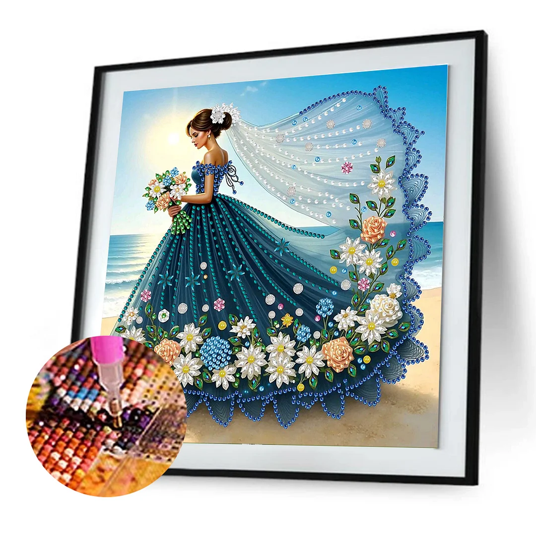 Diamond Painting - Partial Special Shaped Drill - Ocean Floral Gown(Canvas|30x30cm)