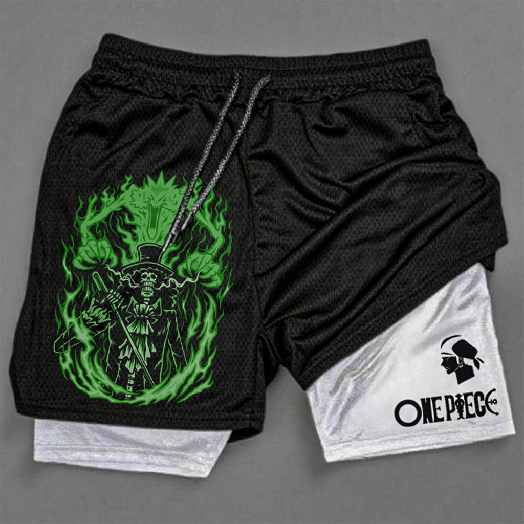 Anime Graphic Design Double Layered Sports Shorts / TECHWEAR CLUB / Techwear