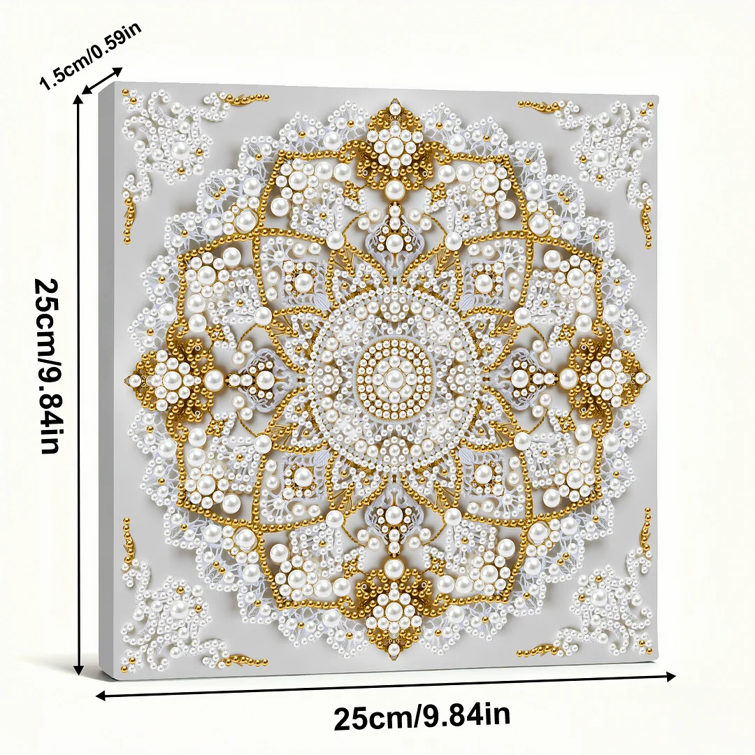 Mandala DIY Pearl Diamond Art Kit for Adults Home Decor 25x25cm With Frame