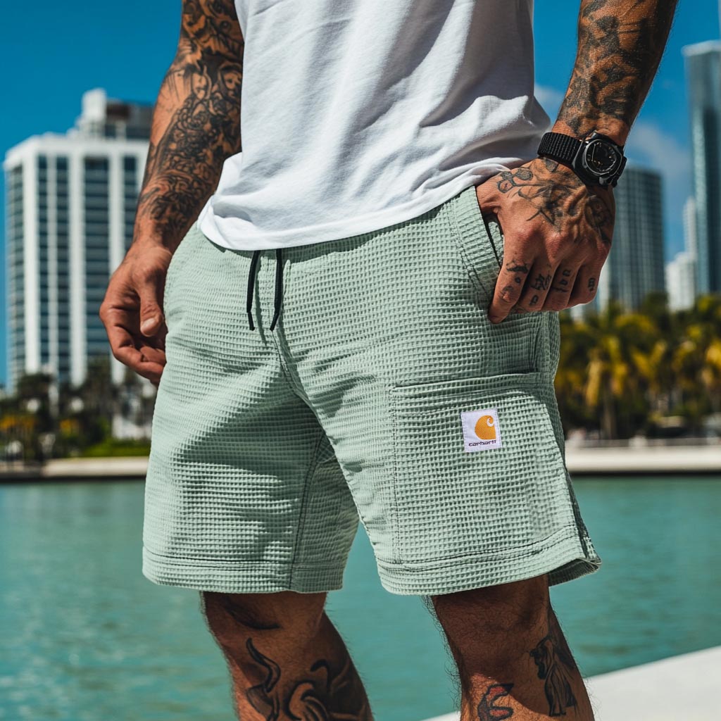 Carhartt Men's Vintage Waffle Knit Surf Elastic Drawstring Shorts