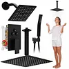 [US Local Warehouse] Mixer Shower W/ 12in Ceiling Mount 6in Wall Mount Showers Head Ceiling Mounted Shower System Combo Set Push Button Diverter with 2 in 1 Handheld for Bathroom and Hotel