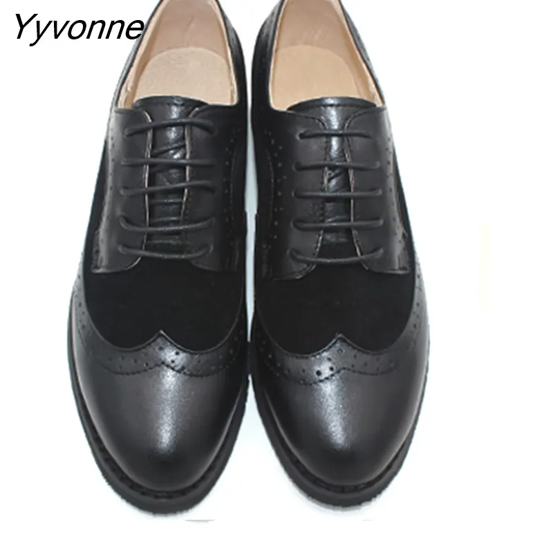 Yyvonne Women's Leather Summer Platform Sneakers Flat Casual Oxford Shoes Loafers Moccasins Spring Vintage for Woman 2023 Trend New