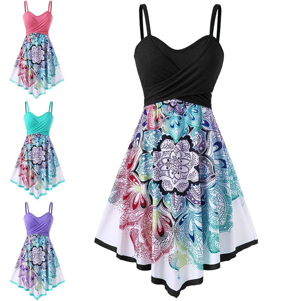 bohemian flower crossover empire waist dress