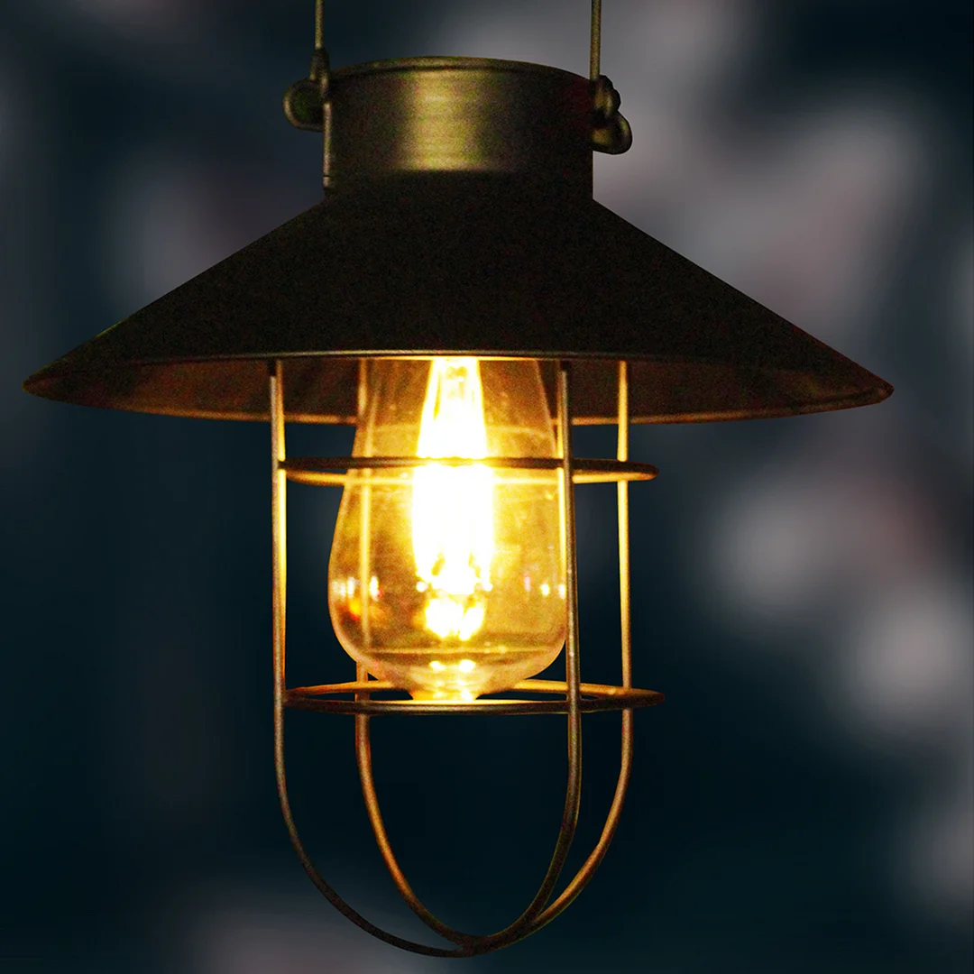 Hanging Solar Lanterns, Waterproof LED Solar Light with Tungsten Bulb (1)