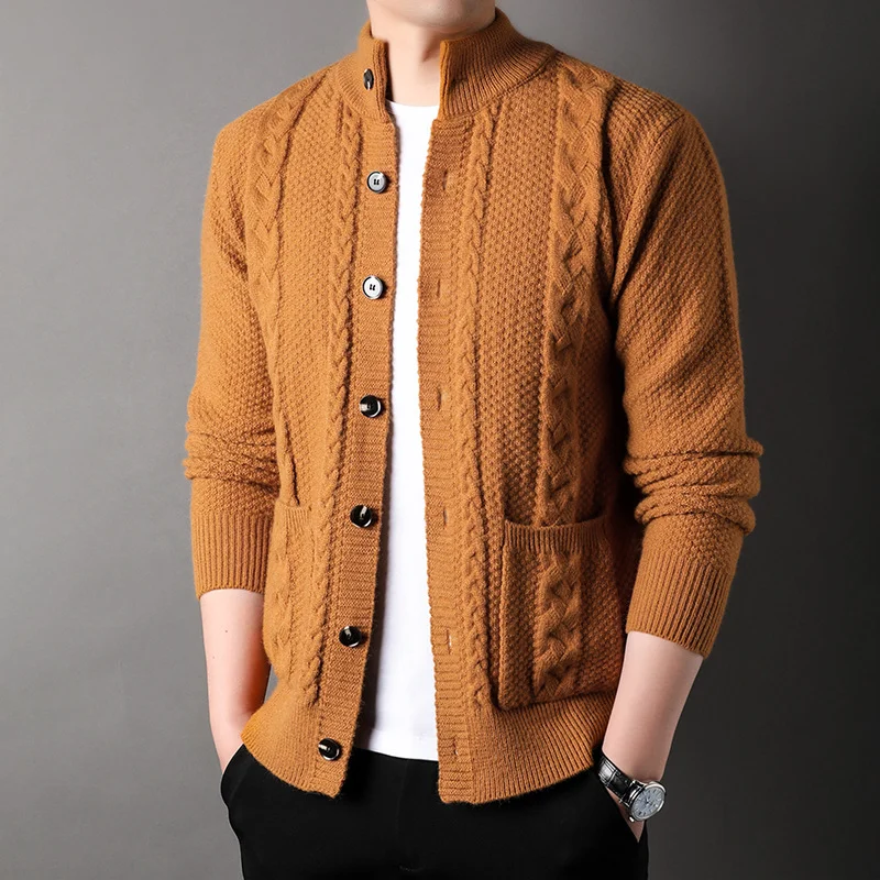 Men's Casual Simple Stand Collar Cardigan