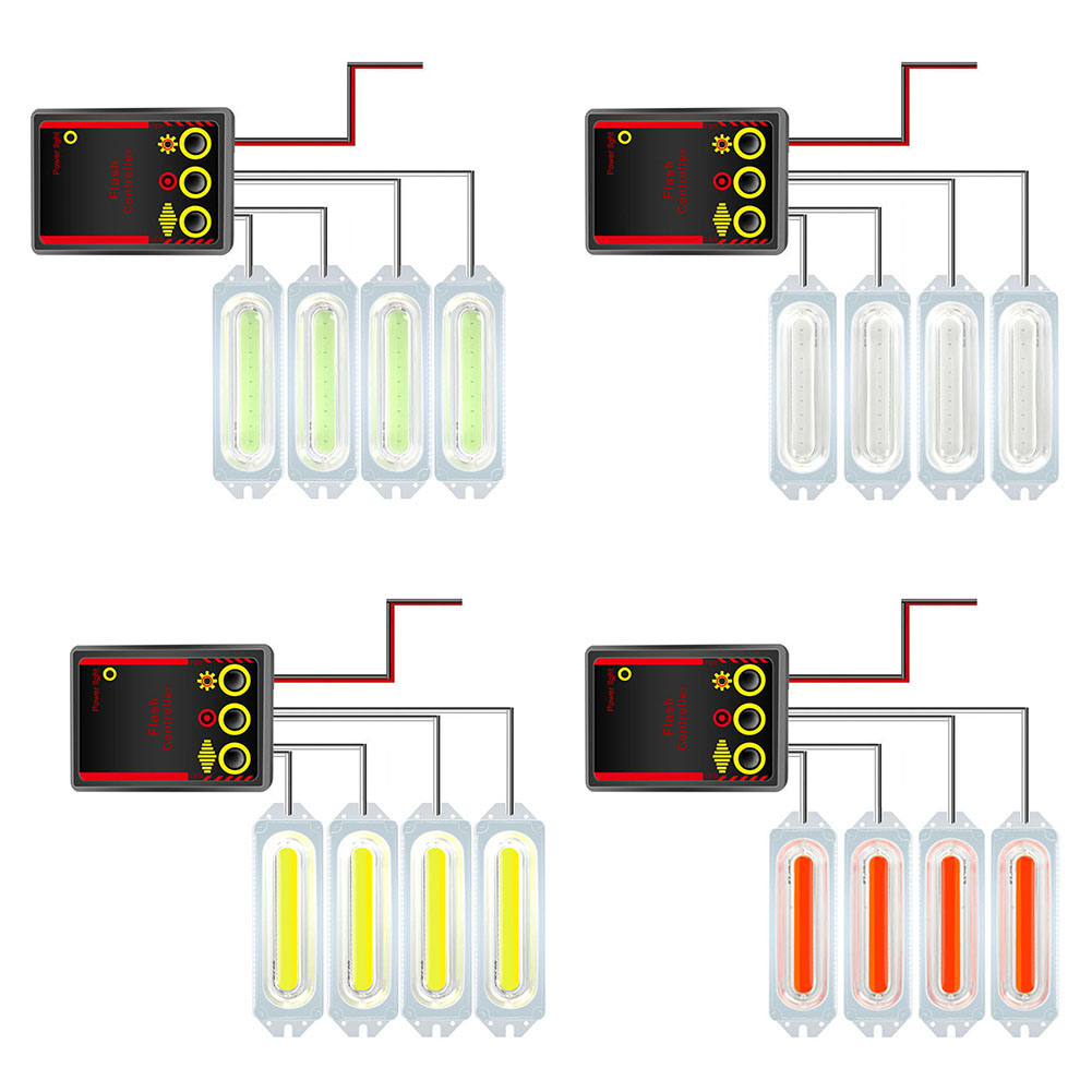 

12V 1 to 4 COB 8LED Car Motorcycle Strobe Warning Light Grill Flashing Lamp, Blue, 501 Original