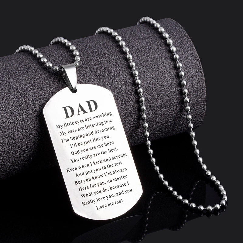 2 Pieces Minimalist Letter 304 Stainless Steel Silver Plated Father'S Day Men'S Pendant Necklace