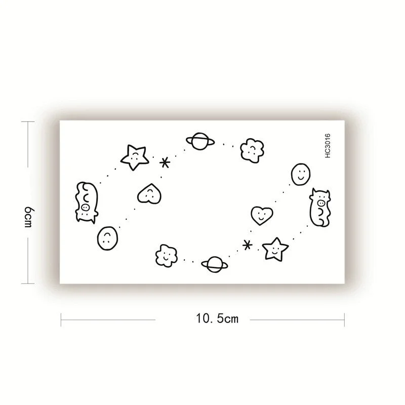 Black Cartoon Design Waterproof Temporary Tattoos for Women Men Body Art Fake Tatoo Sticker Animal Small Tattos