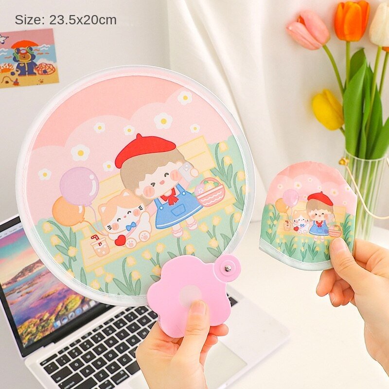 Cute Folding Fan New Summer Fan Cartoon Portable Small Fan Mini Cloth