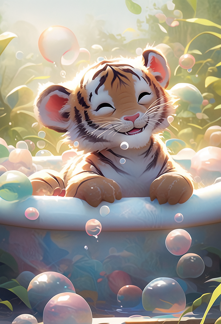 Animals In The Bathtub 40*60CM(Canvas) Diamond Painting gbfke