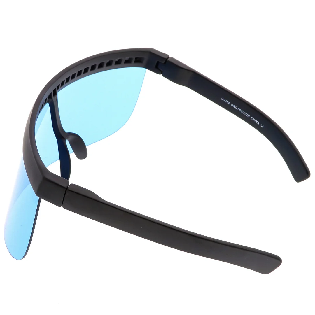 Futuristic Oversize Shield Visor glasses With Flat Top Colored Mono Lens 172mm