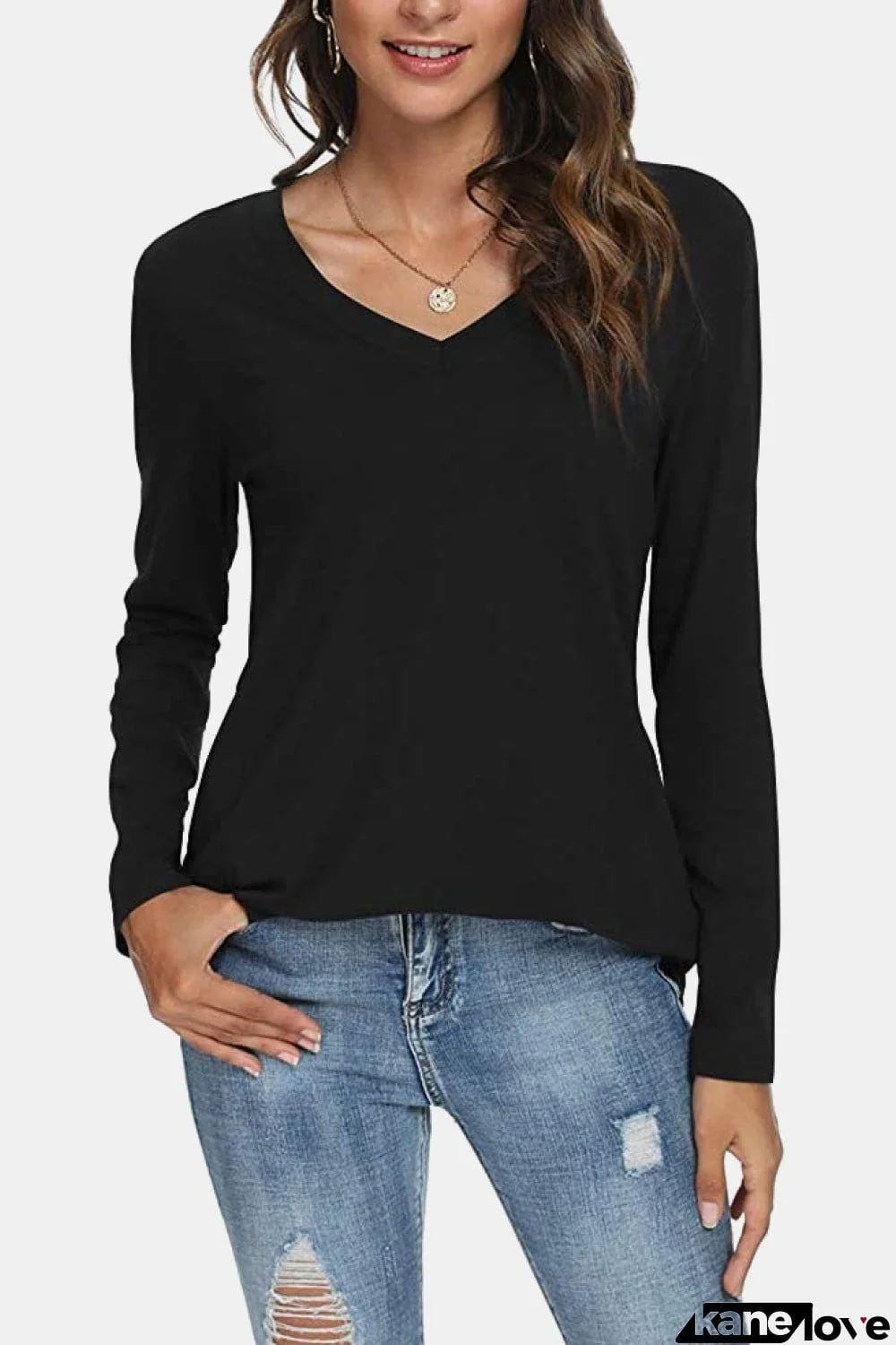 V-Neck Long Sleeve T-Shirt