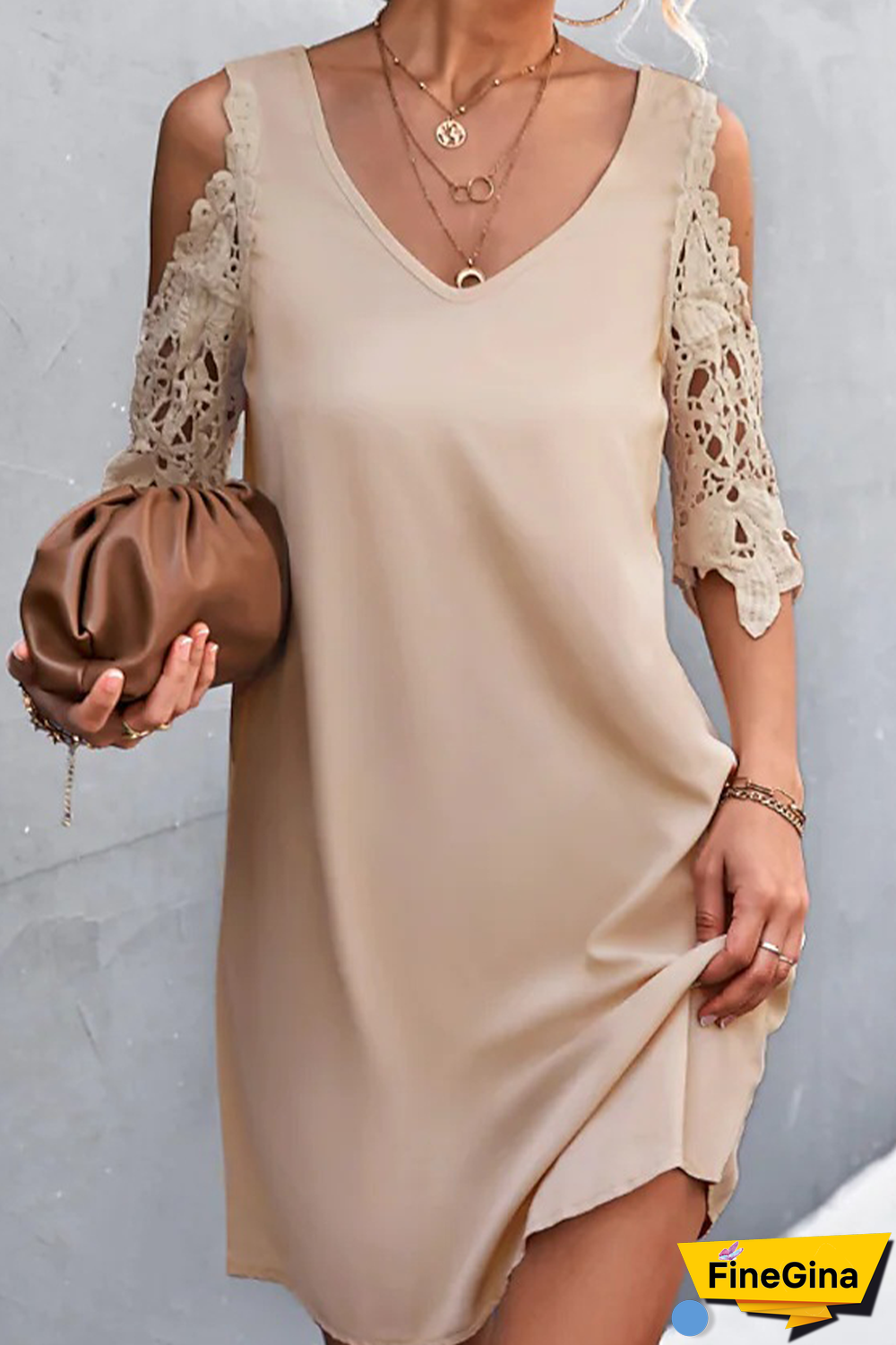 Casual Solid Split Joint V Neck Straight Dresses(3 colors)