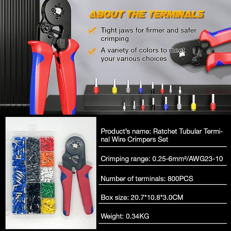 Ratchet Tubular Terminal Wire Crimpers Set（50% OFF）