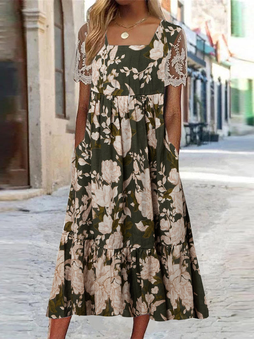 Women Long Sleeve V-neck Graphic Floral Printed Top