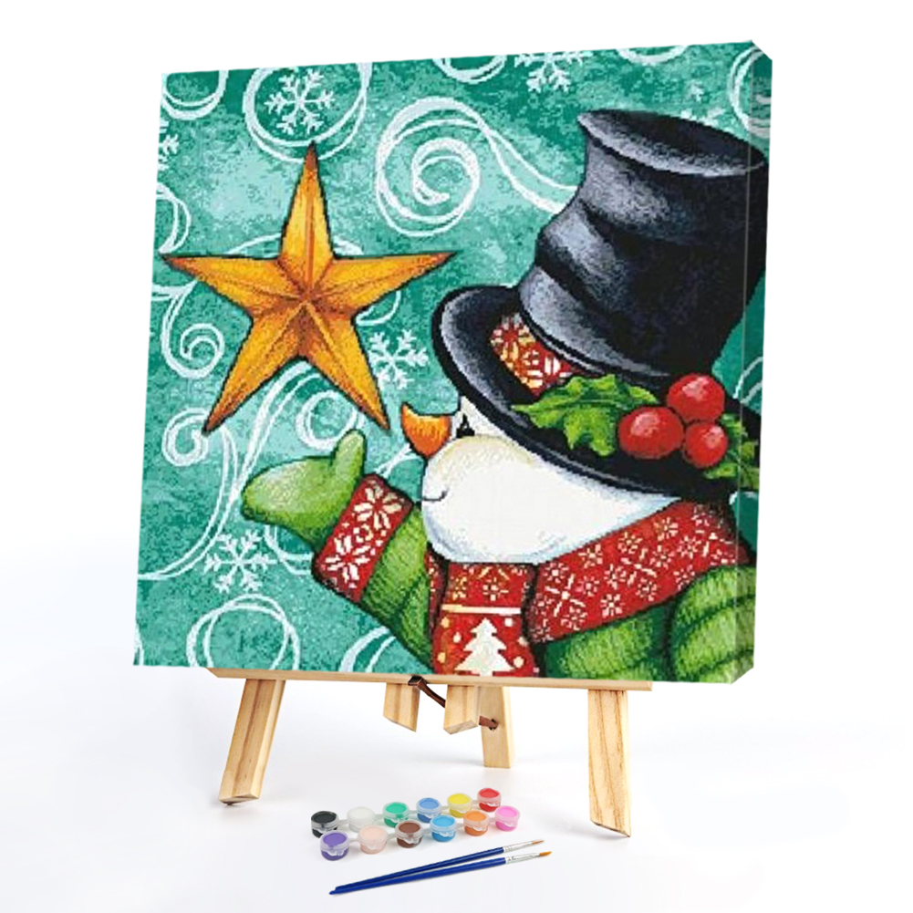 

40*40CM - Paint By Numbers - Snowman and Stars, 501 Original