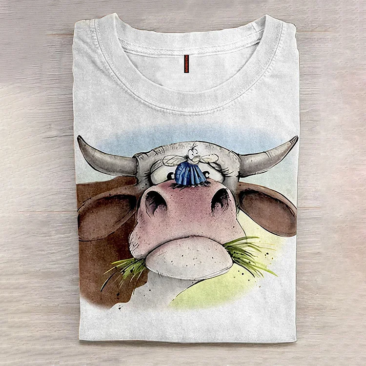 VChics Funny Cow Art Casual T-Shirt