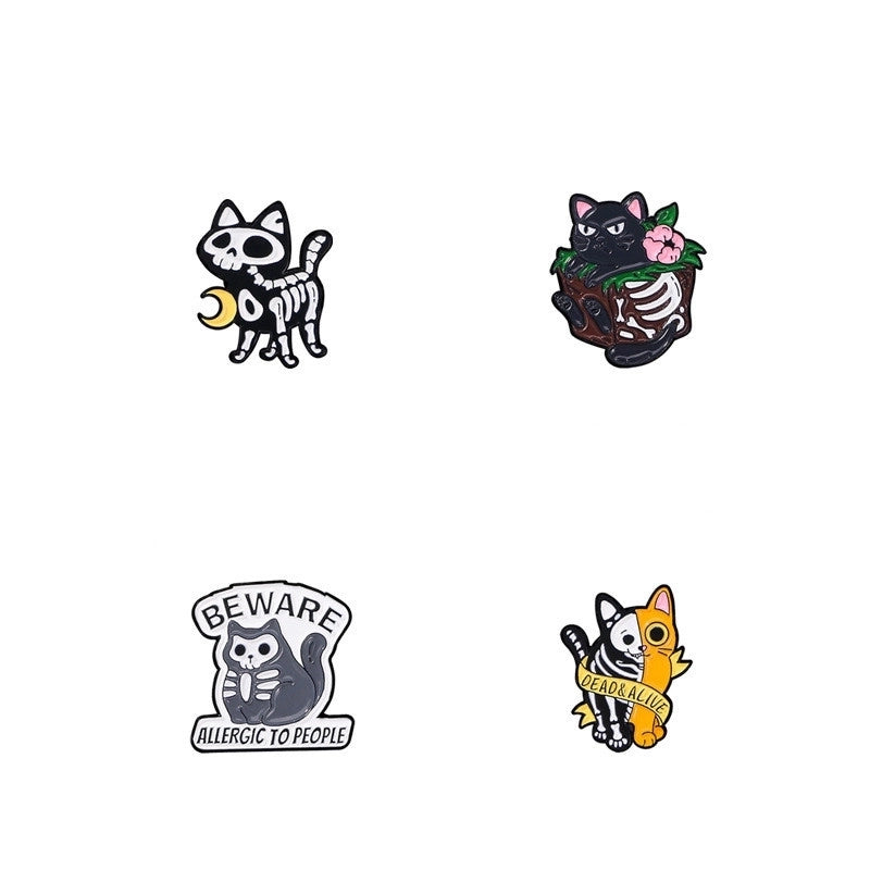 Cute Cat Skull Alloy Unisex Brooches