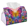 (24cm)Diamond Art Tissue Box Cover DIY PU Desktop Organizer Large(Butterfly)