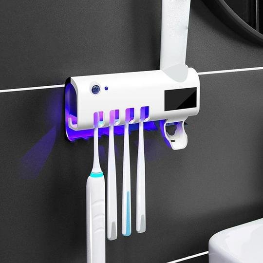 Toothbrush Sanitizer Family Case with UV Light and Toothpaste Dispenser - Solar Powered