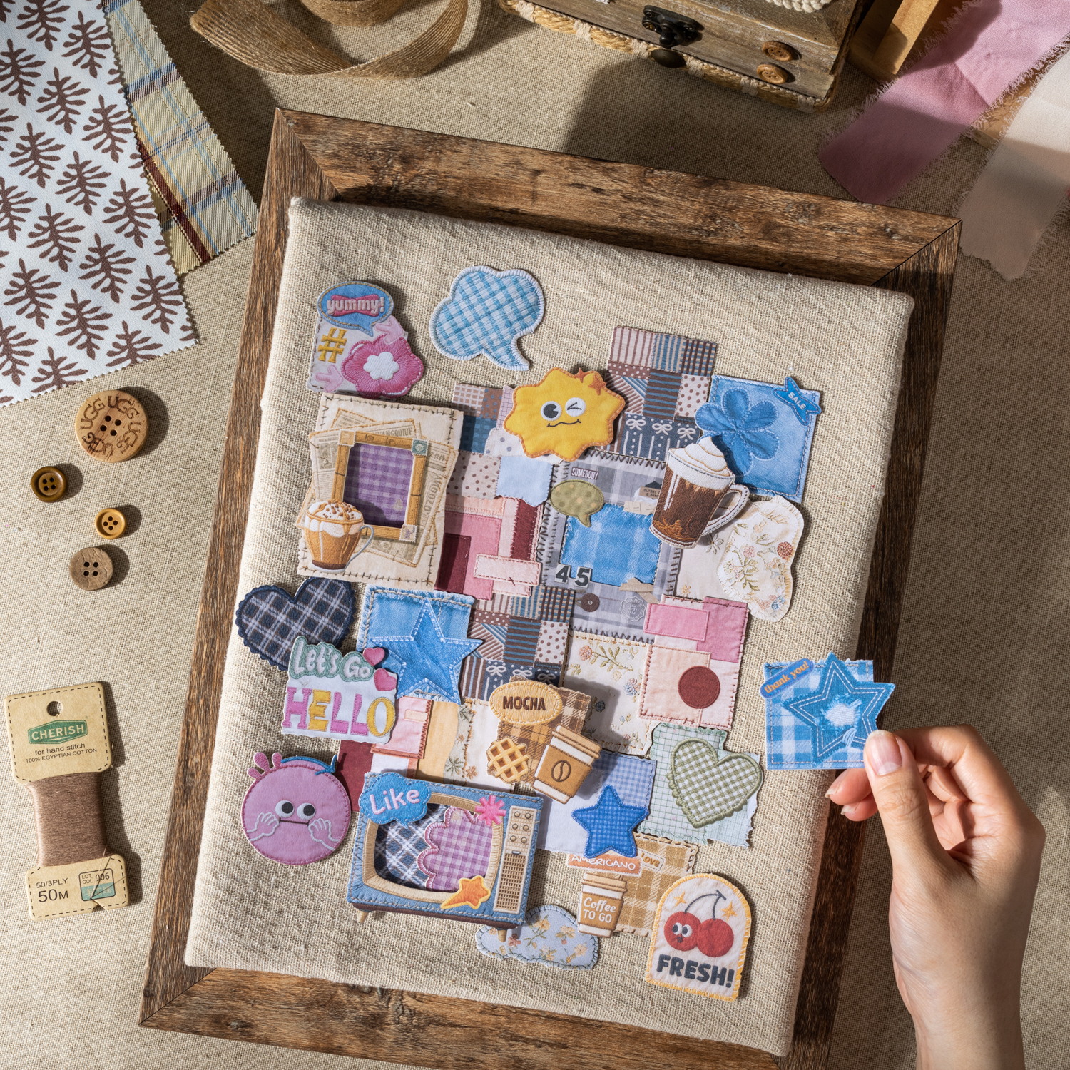 스티커 - 봉제 일기 시리즈 카와이 봉제 자수