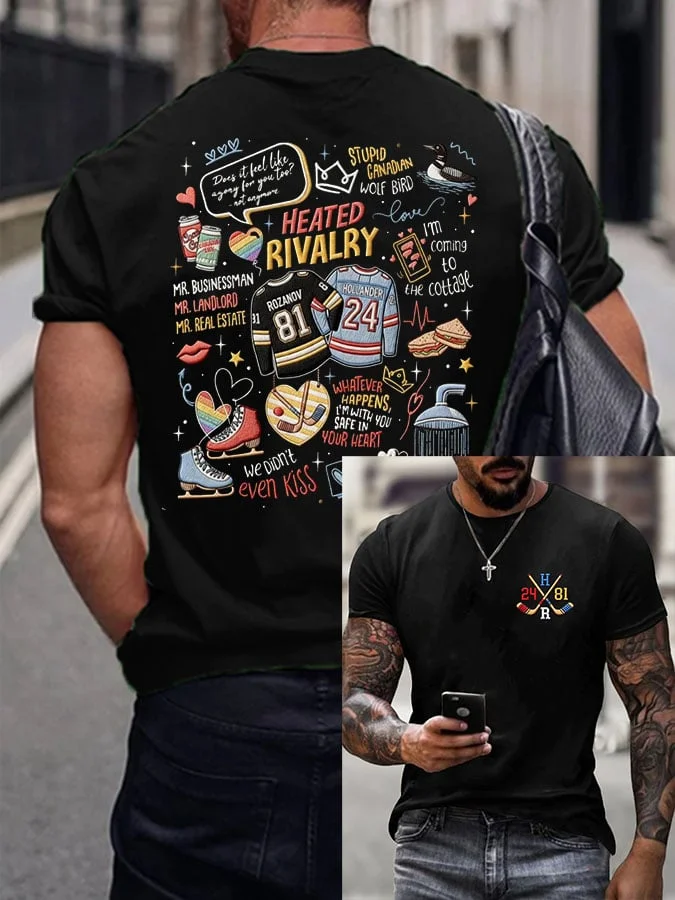 Men's Hockey Romance Print T-Shirt  socialshop
