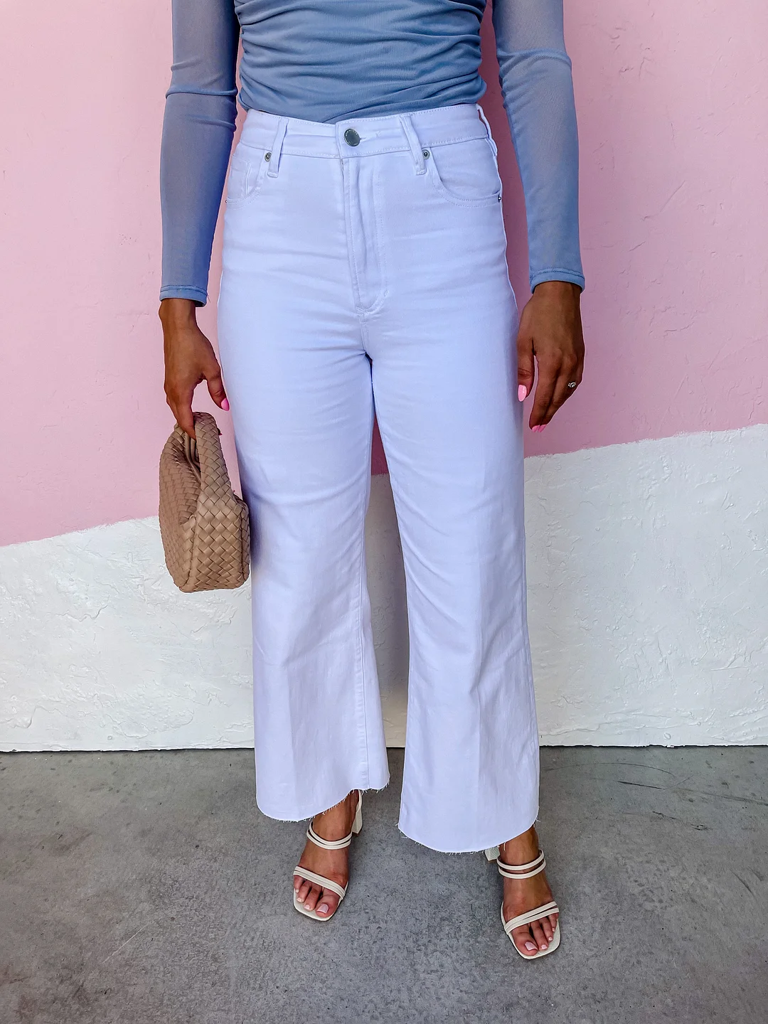 Fiona High Rise Wide Leg Jeans-Optic White
