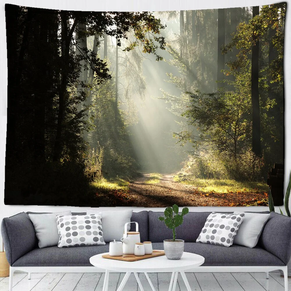 Nigikala Forest Printed Large Wall Tapestry Sunshine Scenery Hippie Wall Hanging Bohemian Wall Tapestries Mandala Wall Art Decor