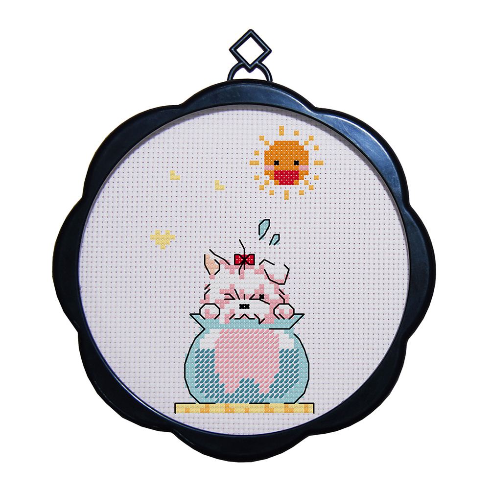 

Cute Cat - 11CT Stamped Cross Stitch - 17*17CM (With Frame), 501 Original