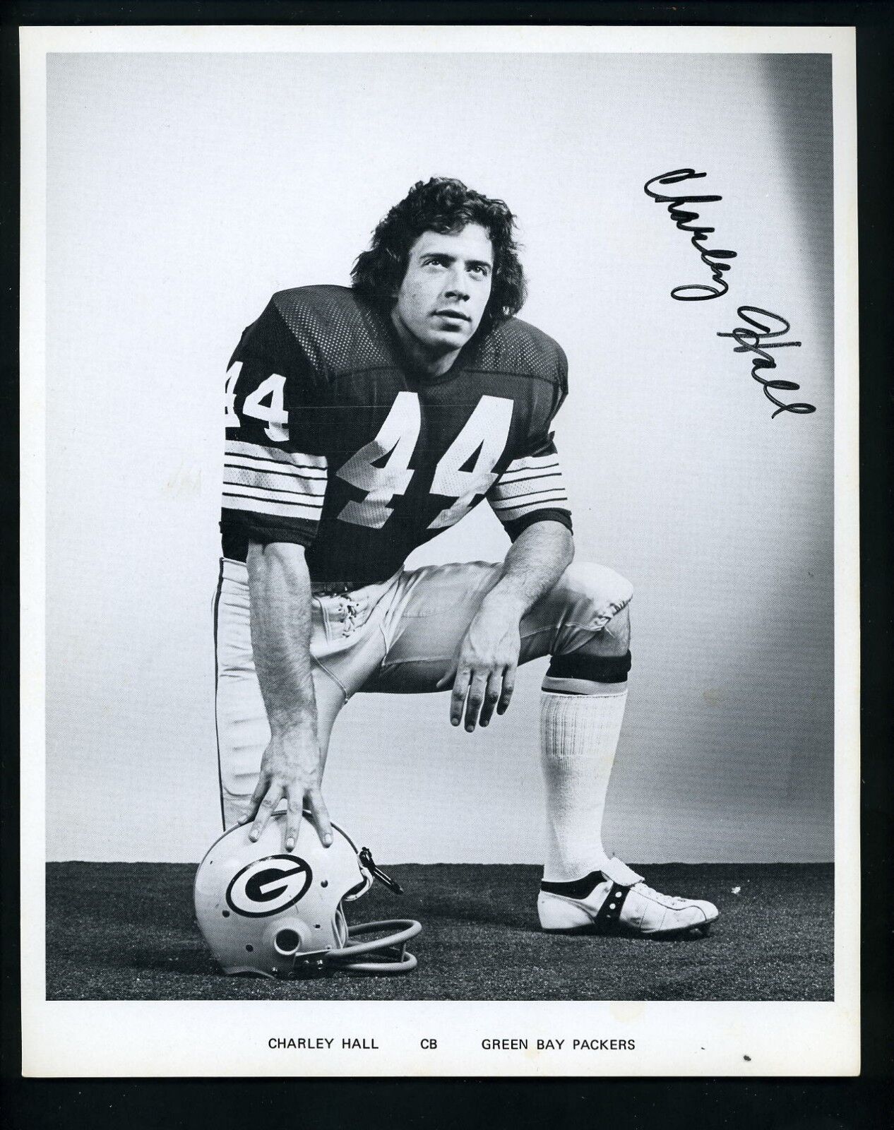 Charley Hall Green Bay Packers circa 1970's Team Issued Premium Press Photo Poster painting