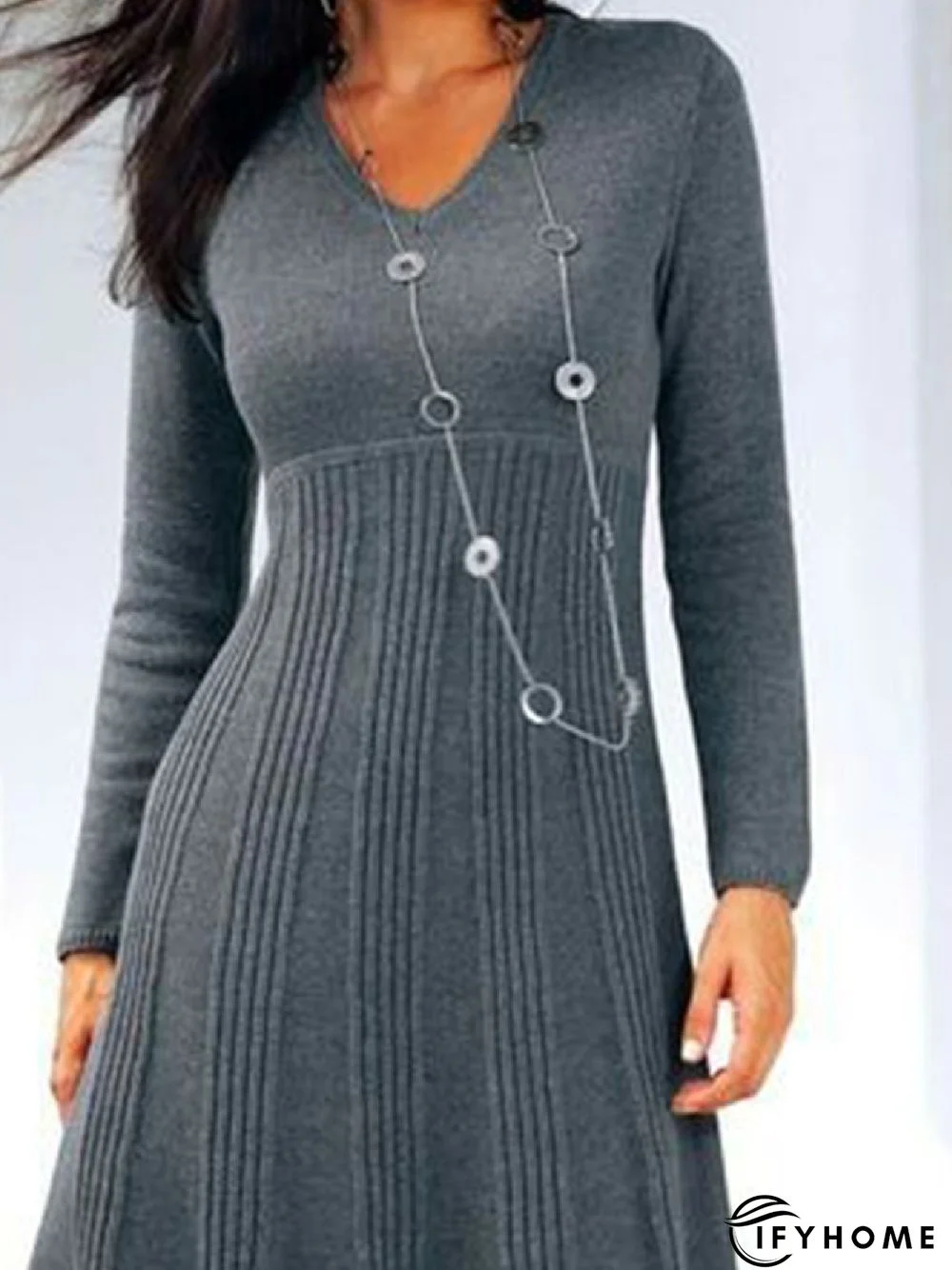 Casual Plain Autumn Natural Micro-Elasticity Daily Standard A-Line Regular Dress for Women | IFYHOME