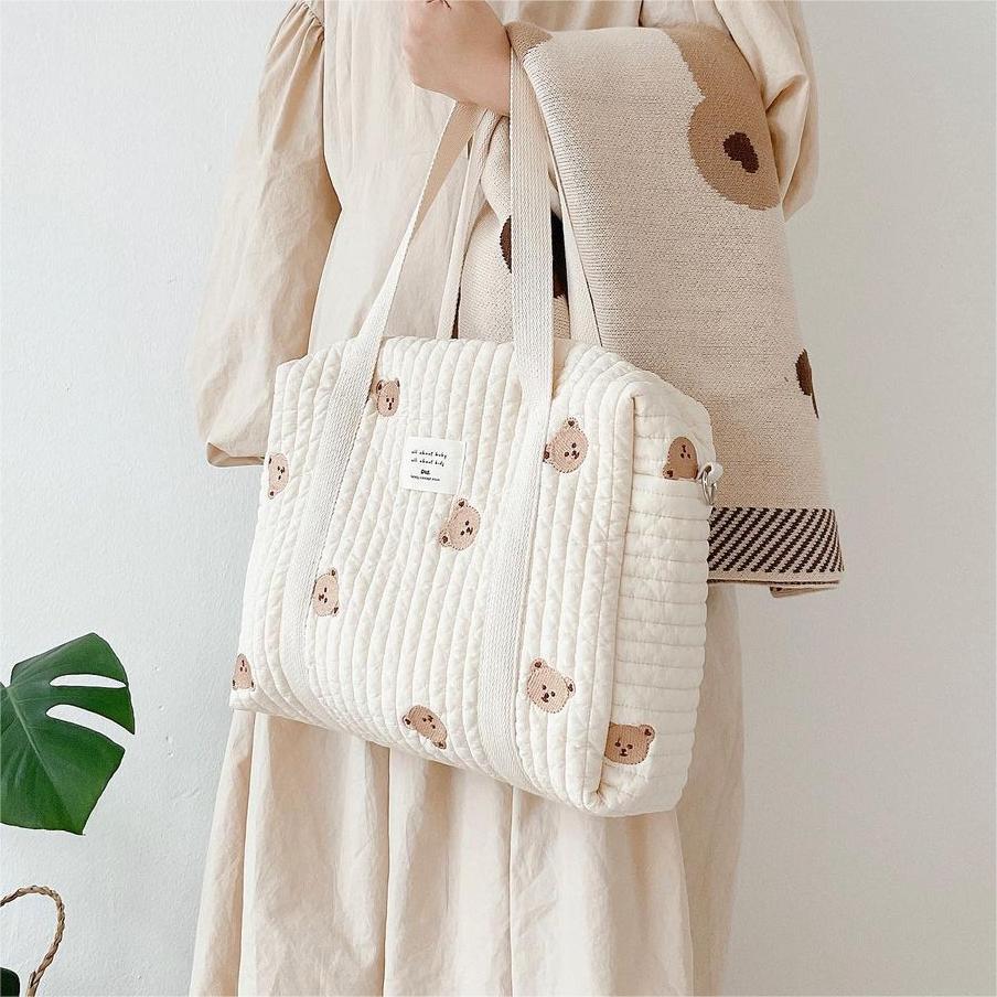 Mommy Bag Embroidery Animal Zipper Diaper Handbag