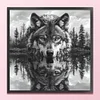 (US Only)Wolf Printed Cross Stitch Kit 50x50cm DIY 14CT Thread Art Needlework Decor