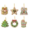 6Pcs Diamond Painting 2D Flat Xmas Cookies Pendant Wall Door Decoration