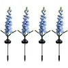 4Pcs Outdoor Solar Garden Lights Waterproof Led Violet Flower Shape Stake Light Reusable Violet Gardening Stake Lighting for Courtyard Landscape Lawn Light