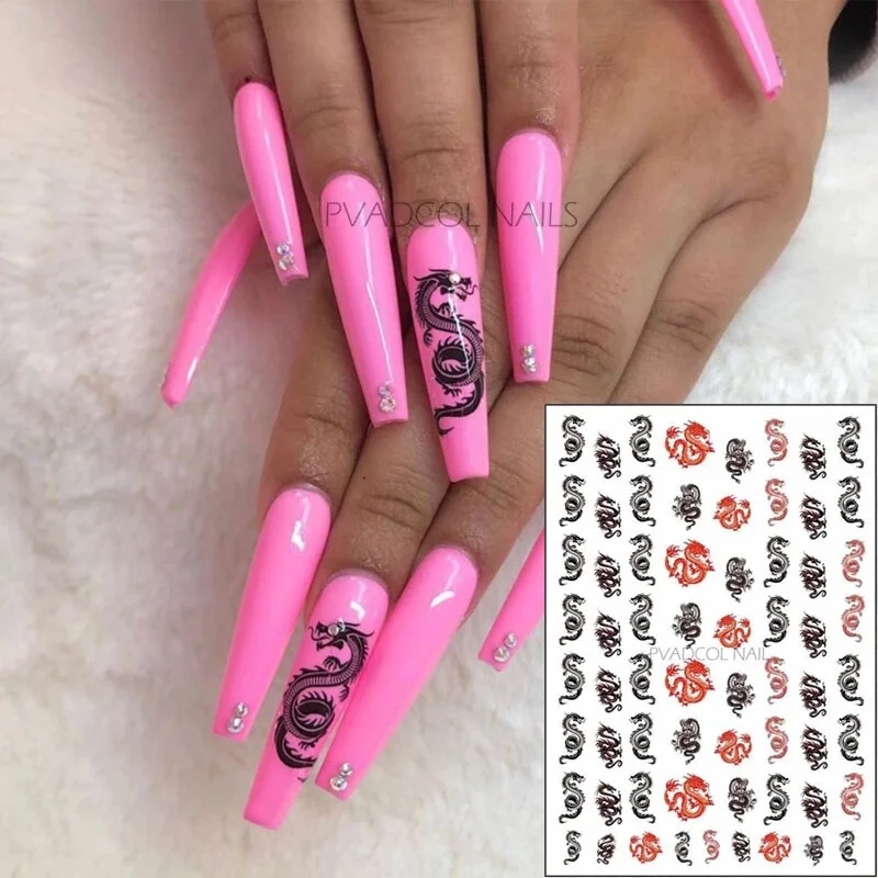 Nail Art 3D Stickers Decals Hearts Gold Manicure Nails Design Adhesive Sticker Wraps Tip Decoration-Nail Inspo