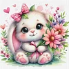 Rabbit and Flowers Full Stamped Cross Stitch Kit 18CT 2-Strand 25x25cm