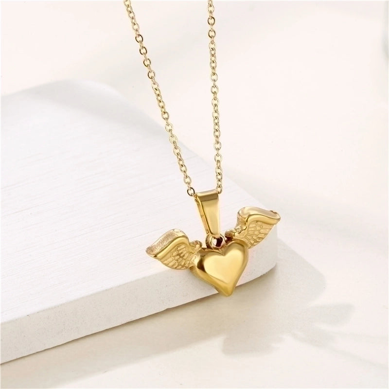 Stainless Steel Titanium Steel 18K Gold Plated Shiny Plating Inlay Rabbit Angel Snake Zircon Pendant Necklace