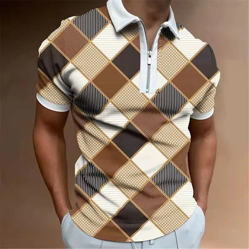 Aonga Men's Polo Shirt 2022 Men Argyle Printing Polo Shirts Brand Men Short-Sleeved Shirt Summer Tees Man Clothing European Size S-3XL