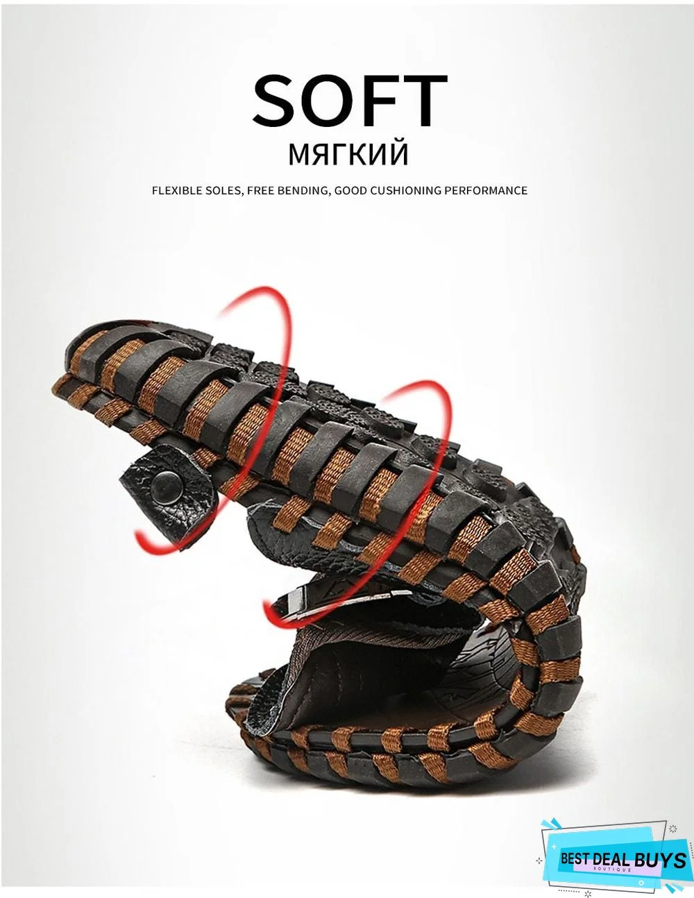 Men's Genuine Leather Sandals Flip Flops Breathable Slippers Plus Size