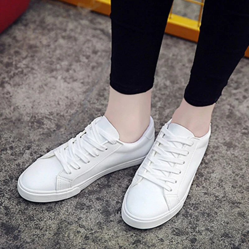 White Canvas Sneakers For Women Casual Vulcanized Flat Shoes Ladies Trainers Star Style Woman Lace Up PU 2019 Zapatillas Mujer