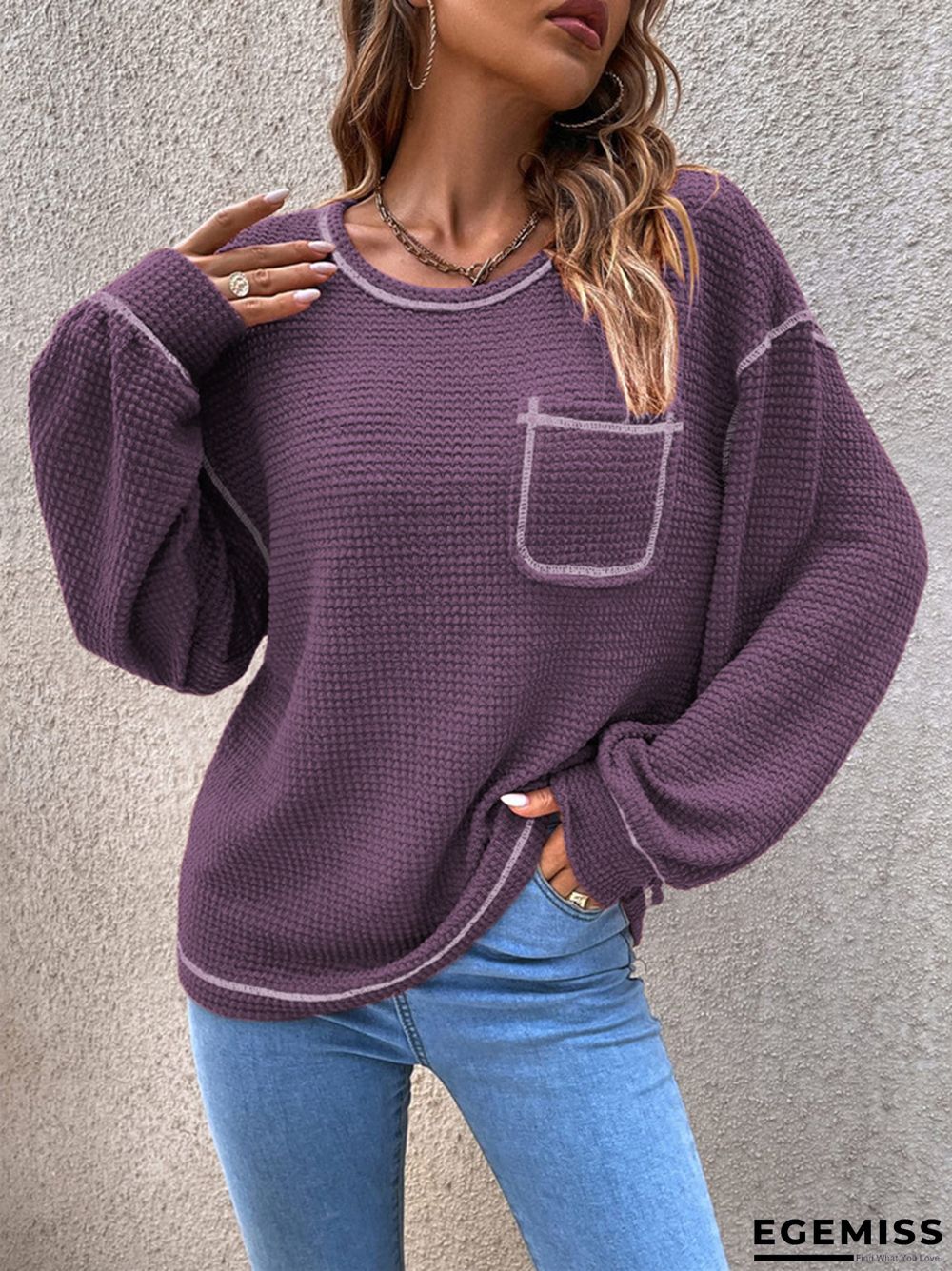 Casual Comfortable Round Neck Loose Versatile Knitting Sweater | EGEMISS