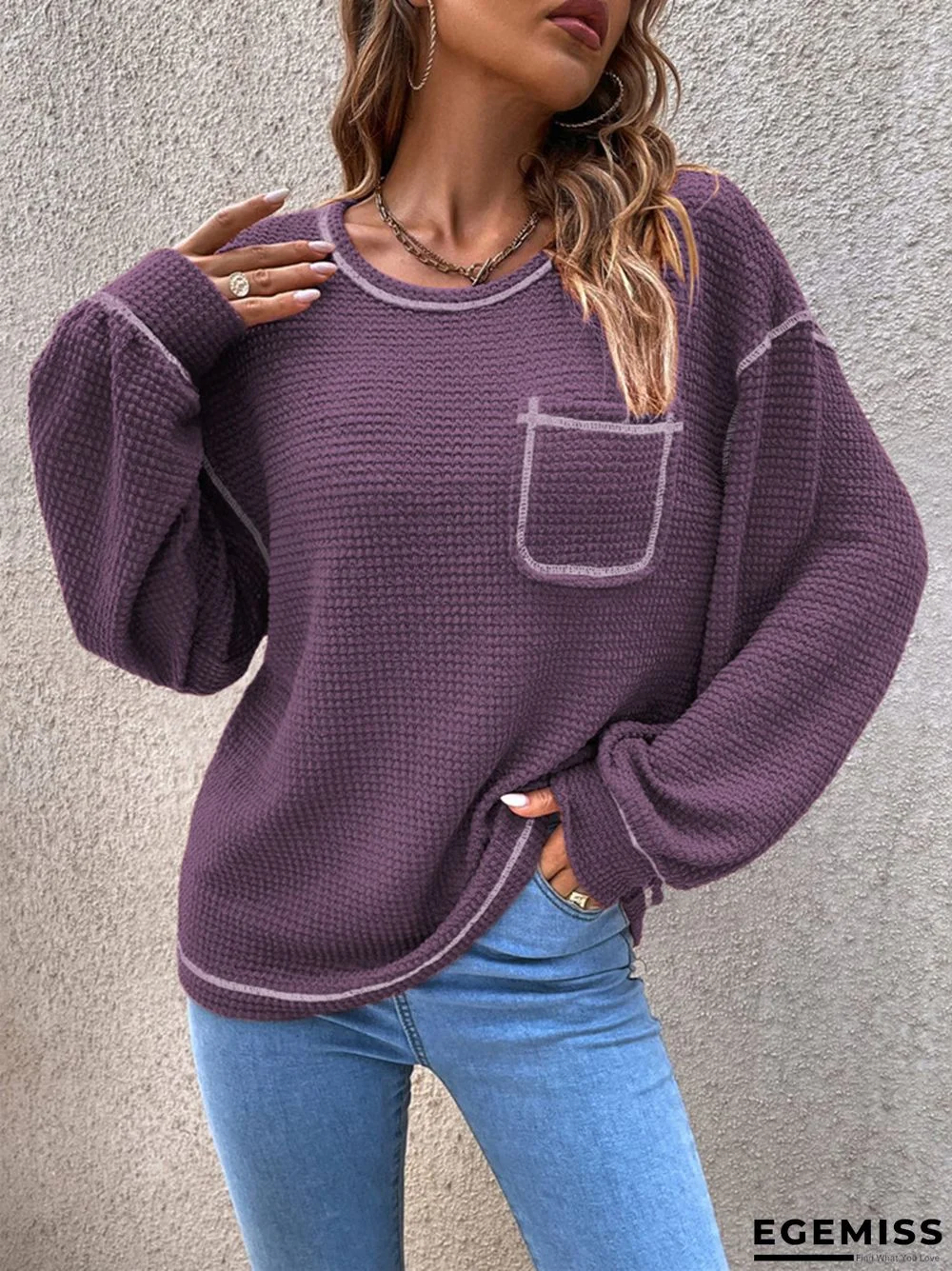 Casual Comfortable Round Neck Loose Versatile Knitting Sweater | EGEMISS